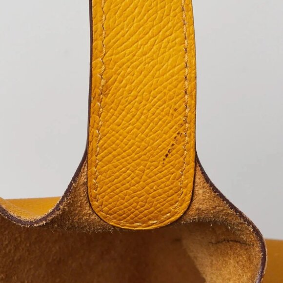 Hermes Jaune Ambre/Brique/White Epsom Leather Tressage De Cuir Picotin Bag - Picture 8 of 12